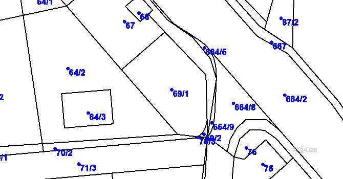 Parcela st. 69/1 v KÚ Holasovice, Katastrální mapa