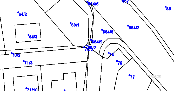 Parcela st. 69/2 v KÚ Holasovice, Katastrální mapa
