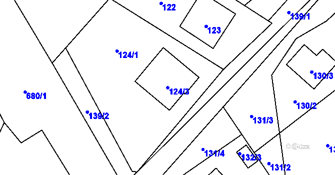 Parcela st. 124/3 v KÚ Holasovice, Katastrální mapa