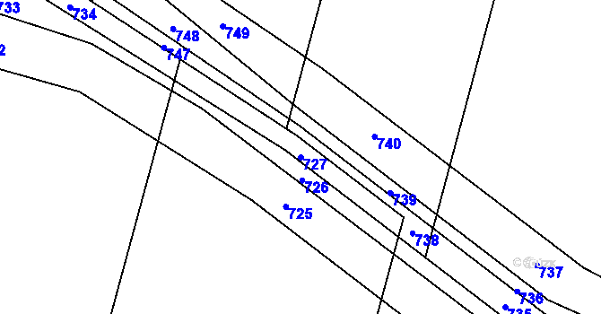 Parcela st. 727 v KÚ Kamenec, Katastrální mapa