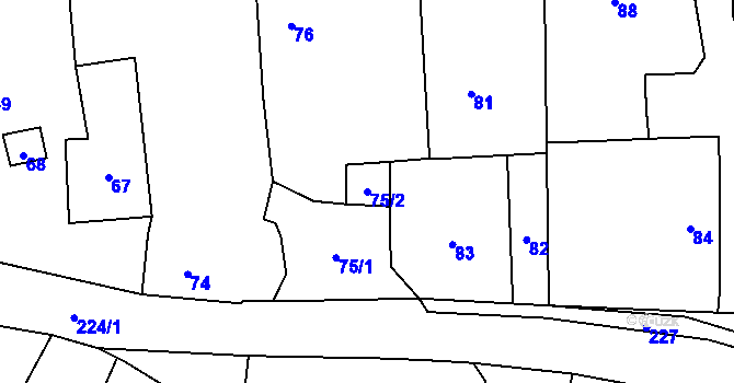 Parcela st. 75/2 v KÚ Kamenec, Katastrální mapa