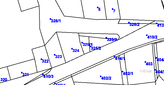 Parcela st. 325/1 v KÚ Loděnice, Katastrální mapa