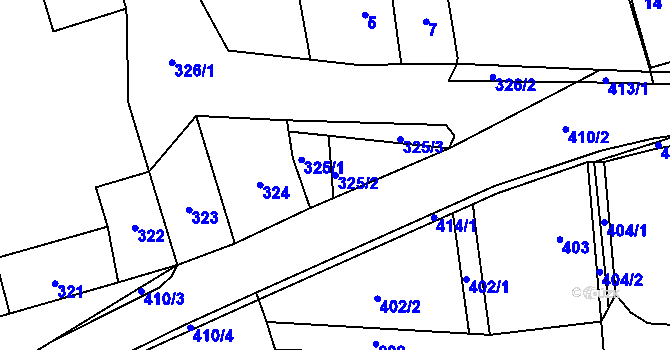Parcela st. 325/2 v KÚ Loděnice, Katastrální mapa