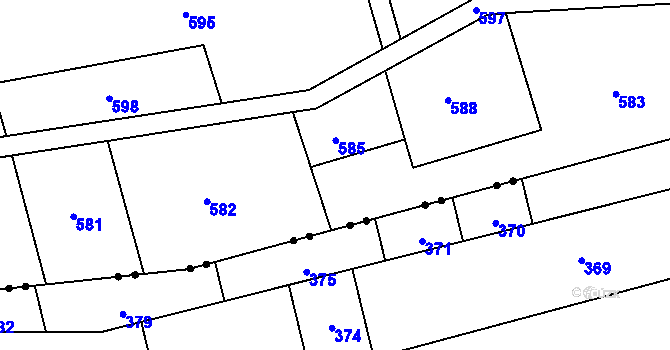 Parcela st. 350/9 v KÚ Loděnice, Katastrální mapa