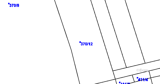 Parcela st. 370/12 v KÚ Loděnice, Katastrální mapa