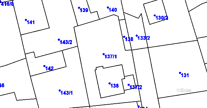 Parcela st. 137/1 v KÚ Loděnice, Katastrální mapa
