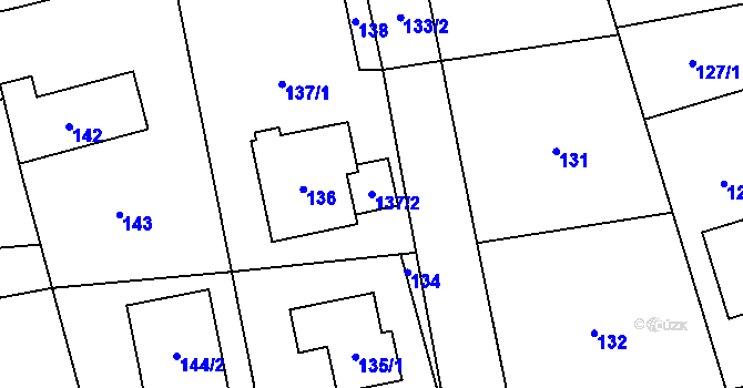 Parcela st. 137/2 v KÚ Loděnice, Katastrální mapa