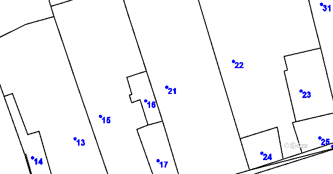 Parcela st. 21 v KÚ Loděnice, Katastrální mapa