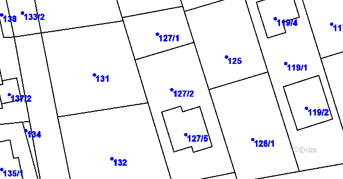 Parcela st. 127/2 v KÚ Loděnice, Katastrální mapa