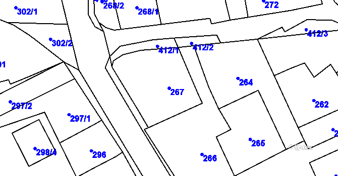 Parcela st. 267 v KÚ Loděnice, Katastrální mapa