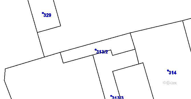 Parcela st. 313/2 v KÚ Loděnice, Katastrální mapa