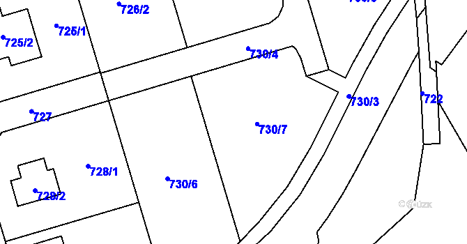 Parcela st. 730 v KÚ Loděnice, Katastrální mapa