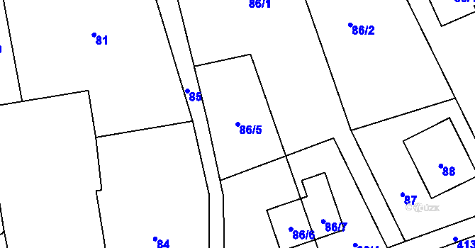 Parcela st. 86/5 v KÚ Loděnice, Katastrální mapa