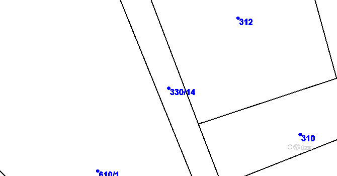 Parcela st. 330/14 v KÚ Loděnice, Katastrální mapa