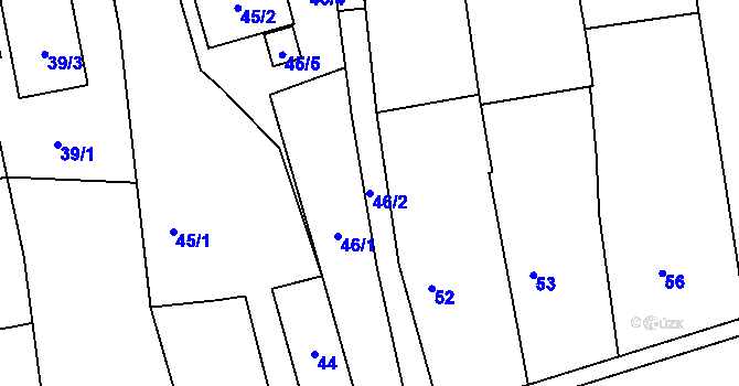 Parcela st. 46/2 v KÚ Loděnice, Katastrální mapa
