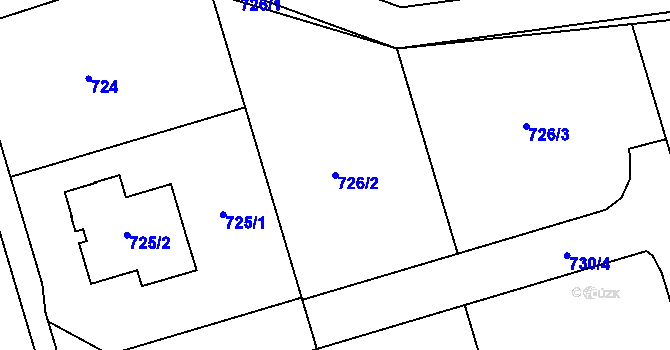 Parcela st. 726/2 v KÚ Loděnice, Katastrální mapa