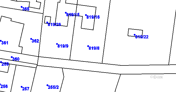 Parcela st. 819/8 v KÚ Neplachovice, Katastrální mapa