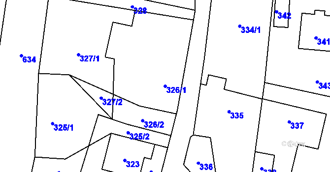 Parcela st. 326/1 v KÚ Neplachovice, Katastrální mapa