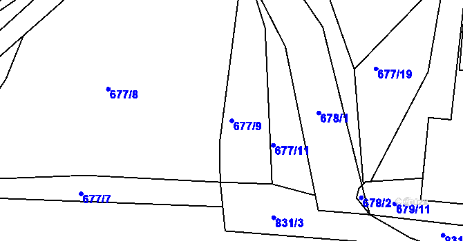 Parcela st. 677/9 v KÚ Neplachovice, Katastrální mapa