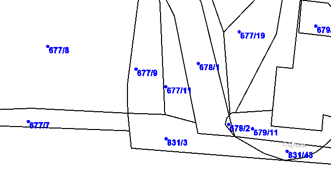 Parcela st. 677/11 v KÚ Neplachovice, Katastrální mapa