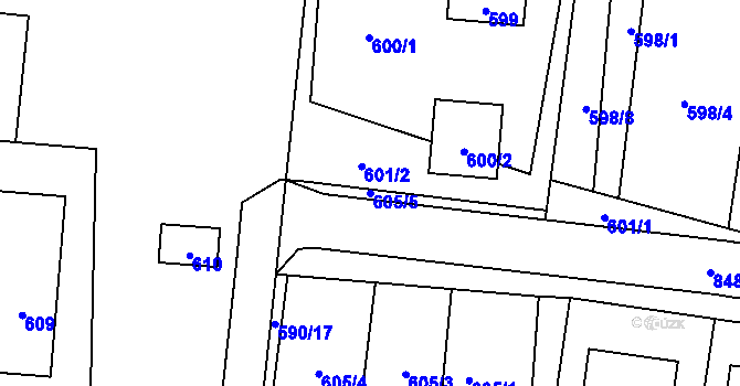 Parcela st. 605/5 v KÚ Neplachovice, Katastrální mapa