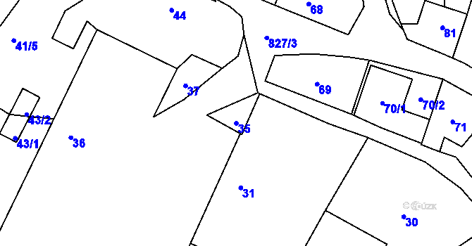 Parcela st. 35 v KÚ Neplachovice, Katastrální mapa
