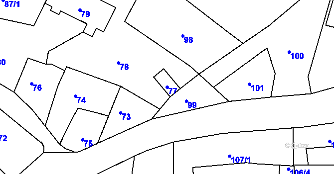 Parcela st. 77 v KÚ Neplachovice, Katastrální mapa