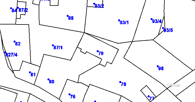 Parcela st. 79 v KÚ Neplachovice, Katastrální mapa