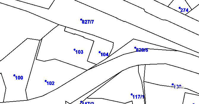 Parcela st. 104 v KÚ Neplachovice, Katastrální mapa