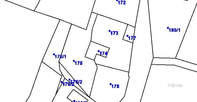 Parcela st. 174 v KÚ Neplachovice, Katastrální mapa