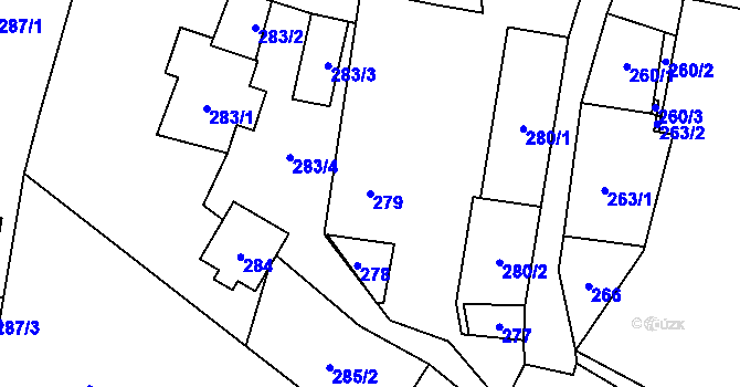 Parcela st. 279 v KÚ Neplachovice, Katastrální mapa