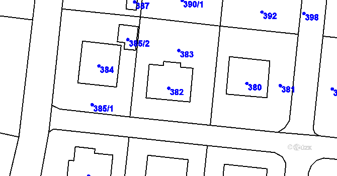 Parcela st. 382 v KÚ Neplachovice, Katastrální mapa
