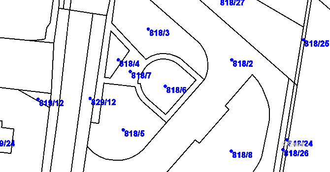 Parcela st. 818/6 v KÚ Neplachovice, Katastrální mapa
