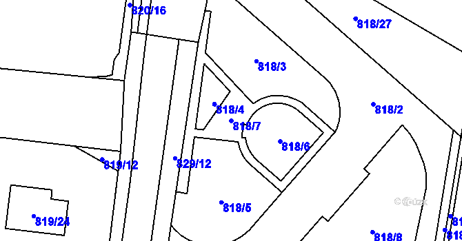 Parcela st. 818/7 v KÚ Neplachovice, Katastrální mapa