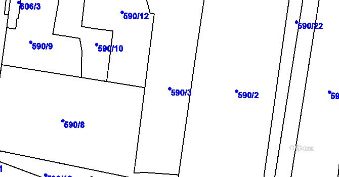 Parcela st. 590/3 v KÚ Neplachovice, Katastrální mapa