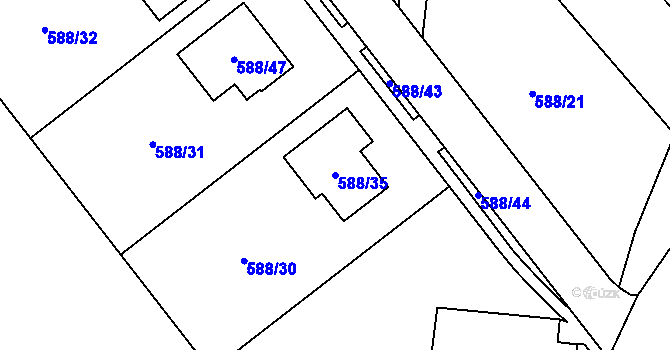 Parcela st. 588/35 v KÚ Neplachovice, Katastrální mapa