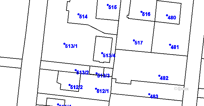 Parcela st. 513/4 v KÚ Neplachovice, Katastrální mapa