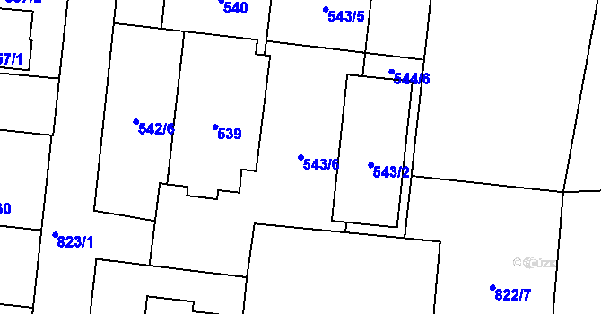 Parcela st. 543/6 v KÚ Neplachovice, Katastrální mapa