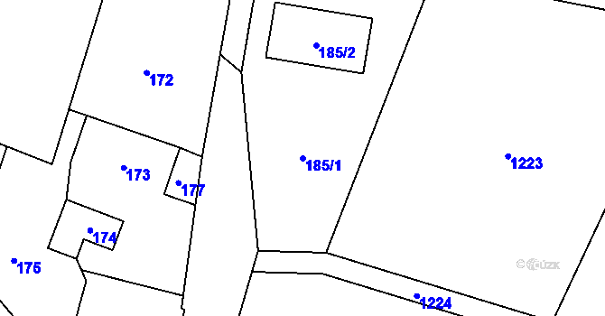 Parcela st. 185/1 v KÚ Neplachovice, Katastrální mapa