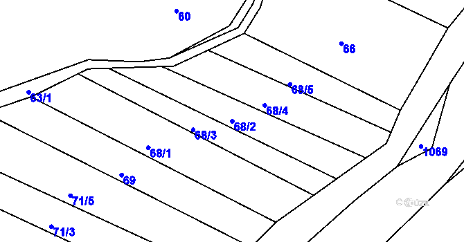Parcela st. 68/2 v KÚ Štemplovec, Katastrální mapa