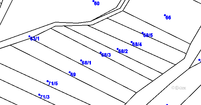 Parcela st. 68/3 v KÚ Štemplovec, Katastrální mapa