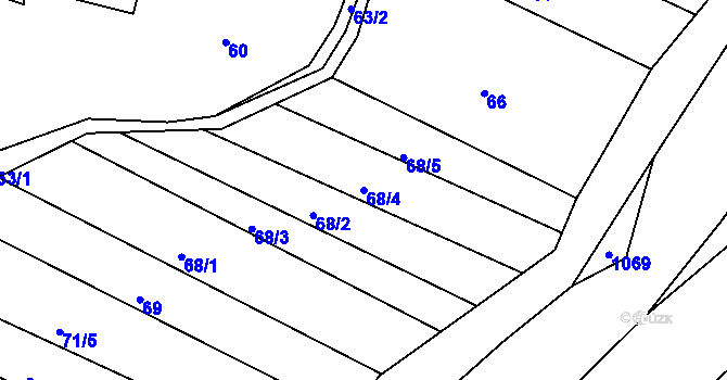 Parcela st. 68/4 v KÚ Štemplovec, Katastrální mapa