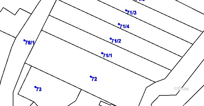 Parcela st. 71/1 v KÚ Štemplovec, Katastrální mapa