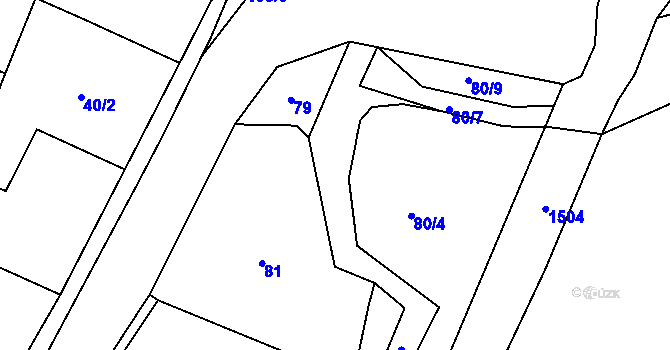 Parcela st. 80/1 v KÚ Štemplovec, Katastrální mapa