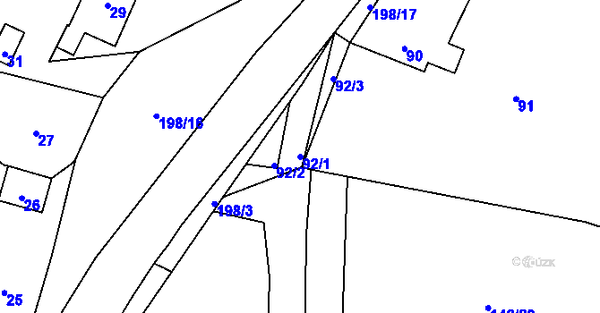 Parcela st. 92/1 v KÚ Štemplovec, Katastrální mapa