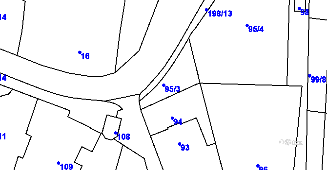 Parcela st. 95/3 v KÚ Štemplovec, Katastrální mapa