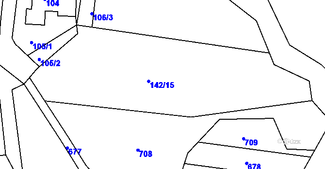Parcela st. 142/15 v KÚ Štemplovec, Katastrální mapa