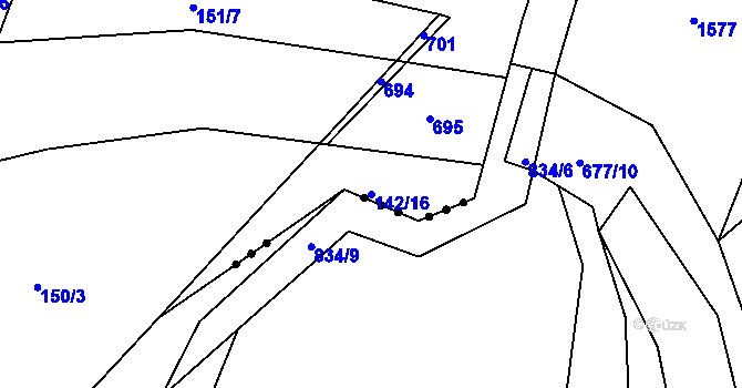Parcela st. 142/16 v KÚ Štemplovec, Katastrální mapa