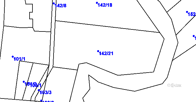 Parcela st. 142/21 v KÚ Štemplovec, Katastrální mapa