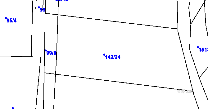 Parcela st. 142/24 v KÚ Štemplovec, Katastrální mapa